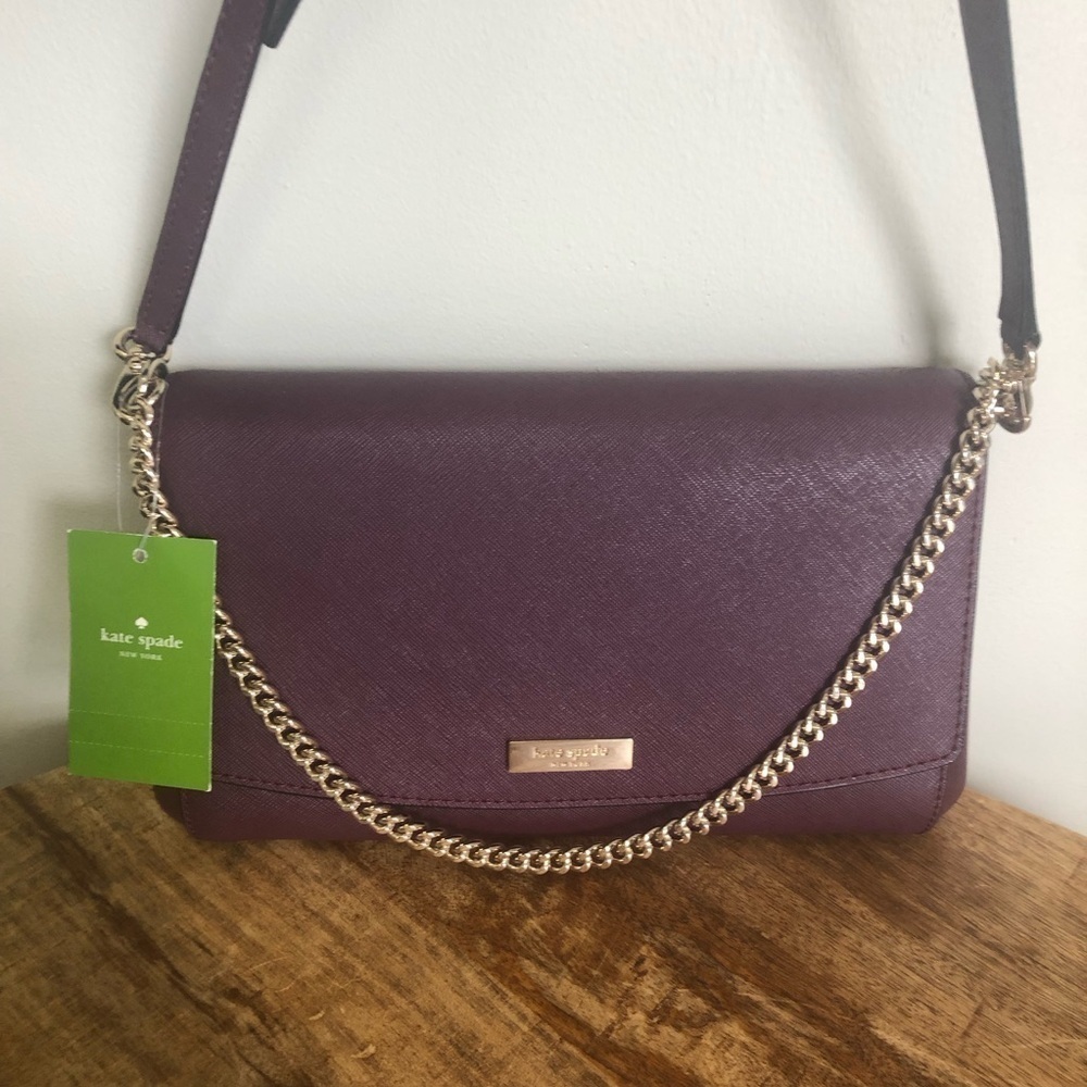 Kate Spade Deep plum Laurel Way leather crossbody, brand new with tag